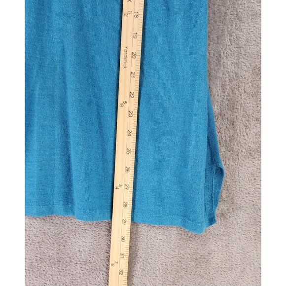 Chicos Shirt Womens 3 Blue Embroidered Linen Blend Casual Short Sleeve Blouse - Picture 5 of 10